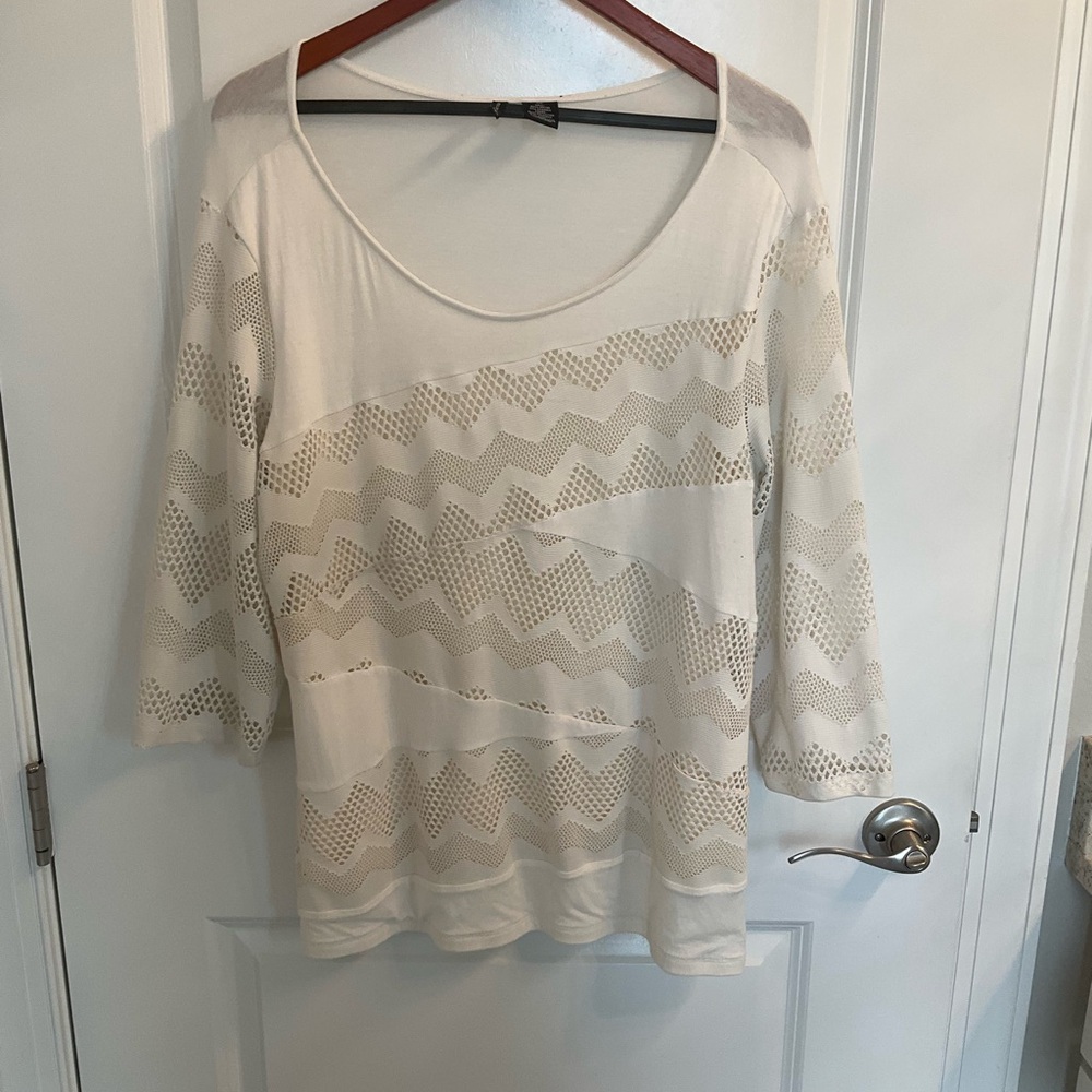 New Directions Cream Long Sleeve Knit Top